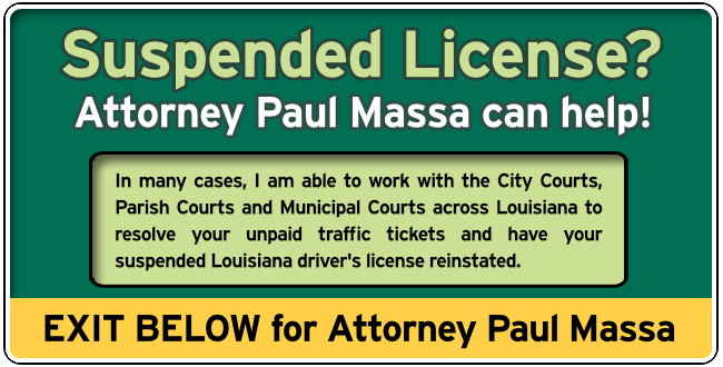 Caddo Parish - Shreveport Driver's License Suspension Lawyer/Attorney Paul M. Massa | FREE Consultation